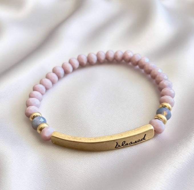 Blessed Gold Pink Beaded Bracelet