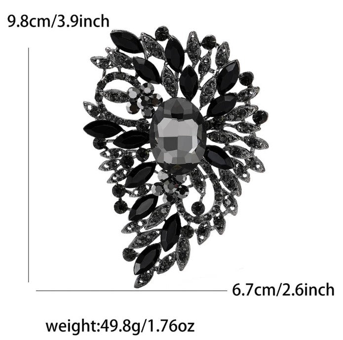 Encrusted Black Spread Brooch