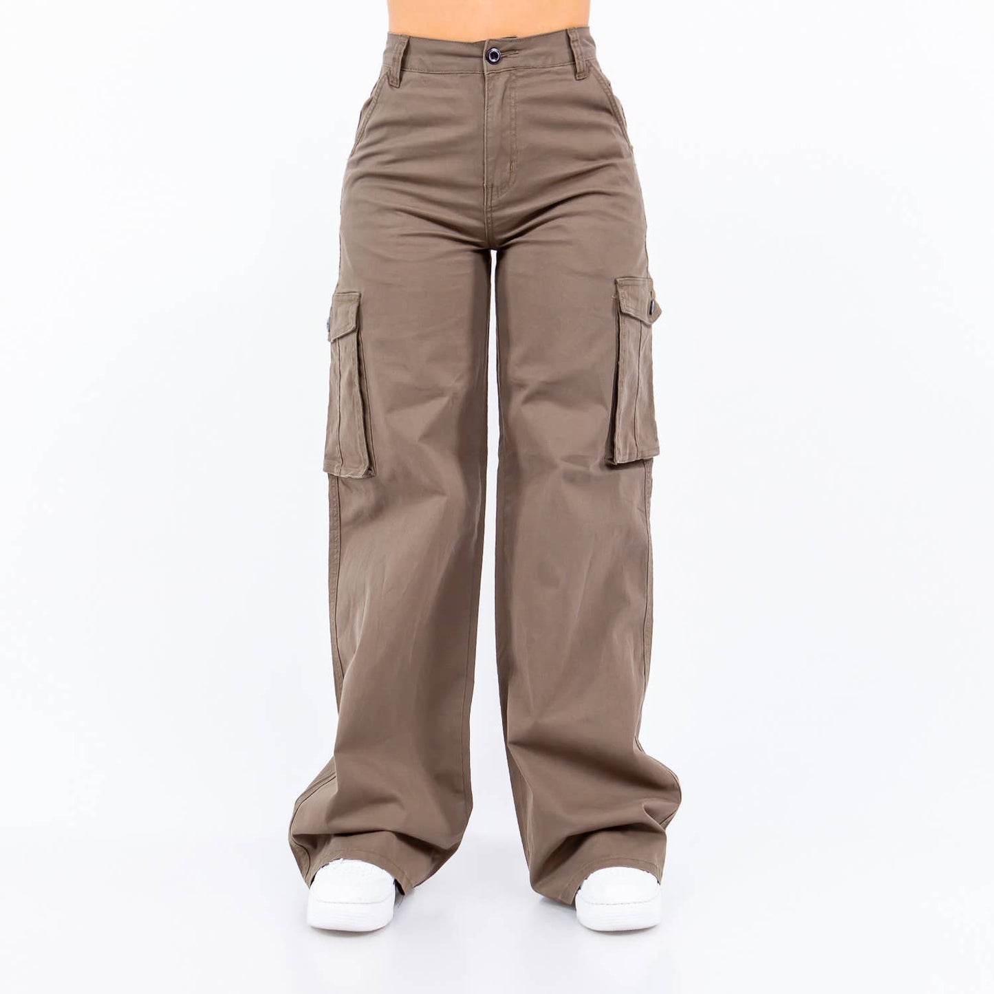 PLUS SIZE HIGH WAIST WIDE STRAIGHT PANTS-RJH5669P: IVORY / 3X