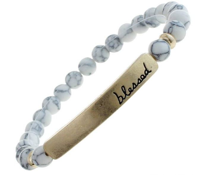 Blessed Blue Gray Gold Bracelet