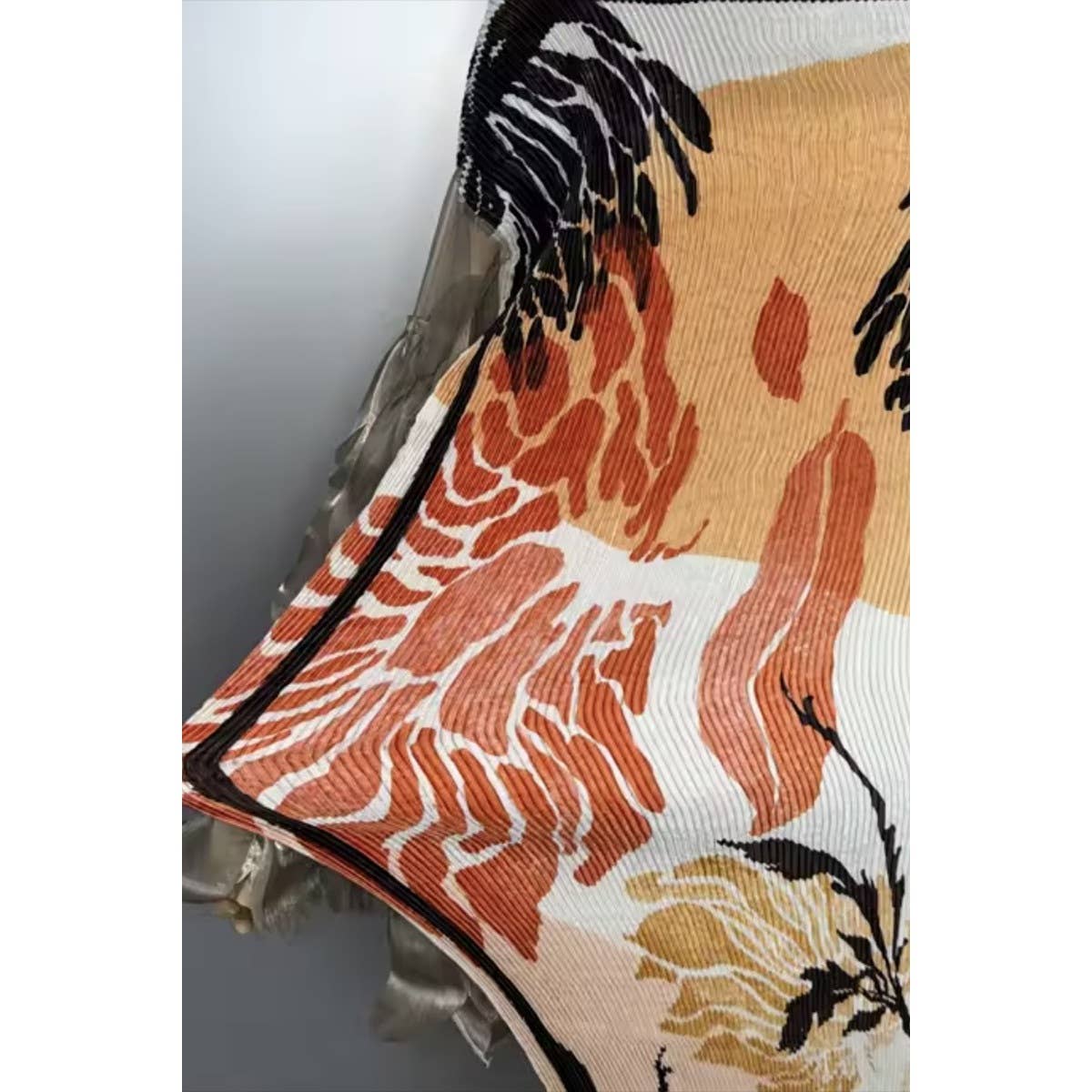 Golden Bloom Ruffle Sleeves Dress: ORANGE / ONE SIZE(6)