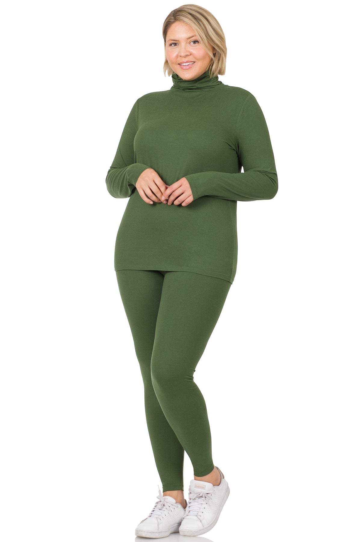 Plus Comfy Mock Neck Leggings Set