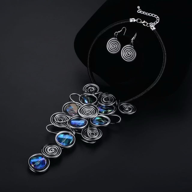 Congo Chandelier Necklace Set - Turquoise