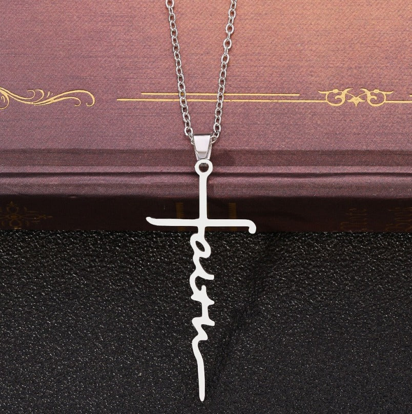 Faith Stainless Steel Cross Pendant Necklace
