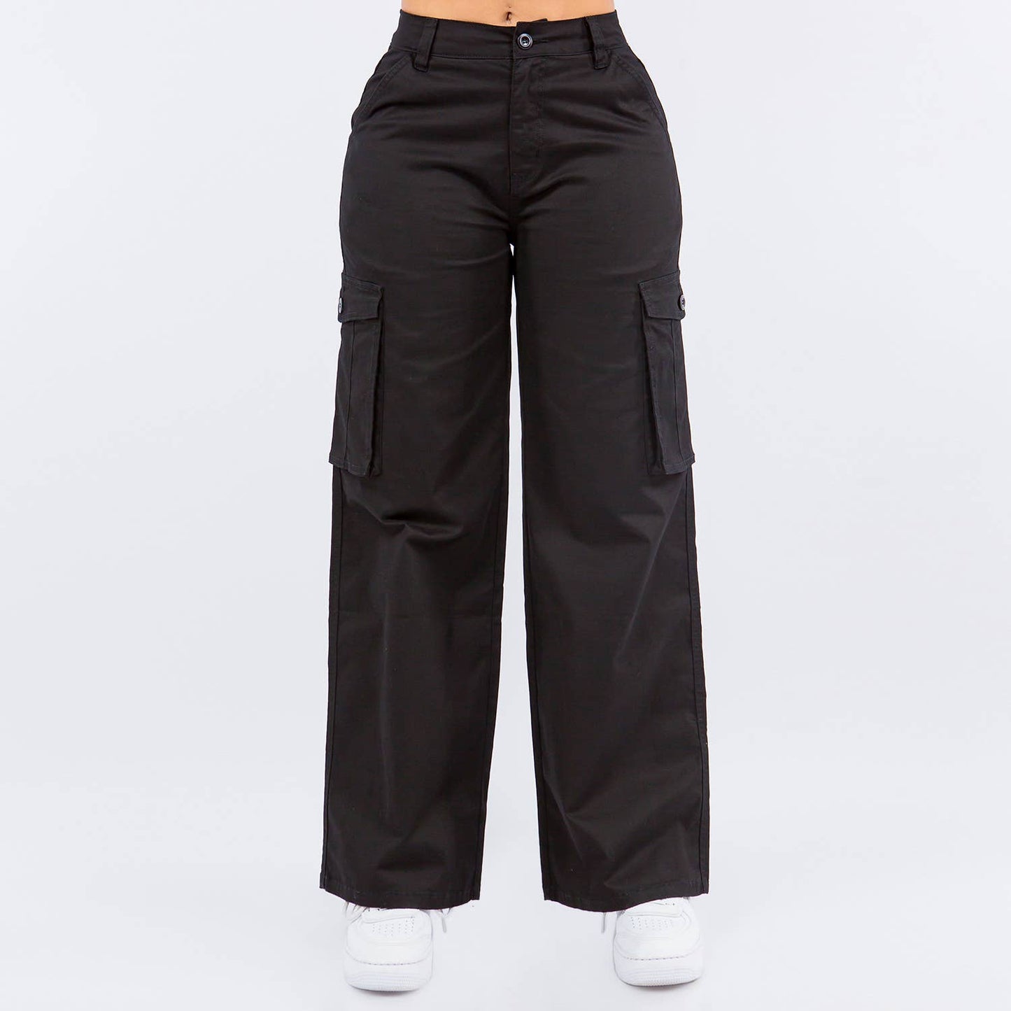 PLUS SIZE HIGH WAIST WIDE STRAIGHT PANTS-RJH5669P: OLIVE / 3X
