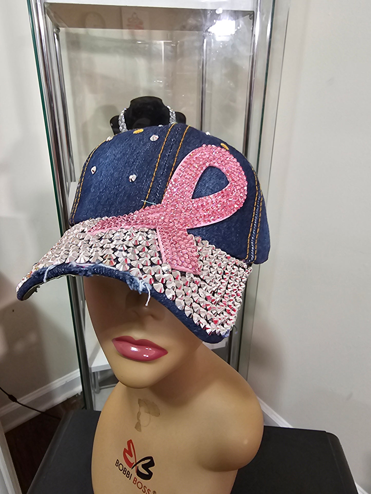 Bling Cancer Awareness Caps
