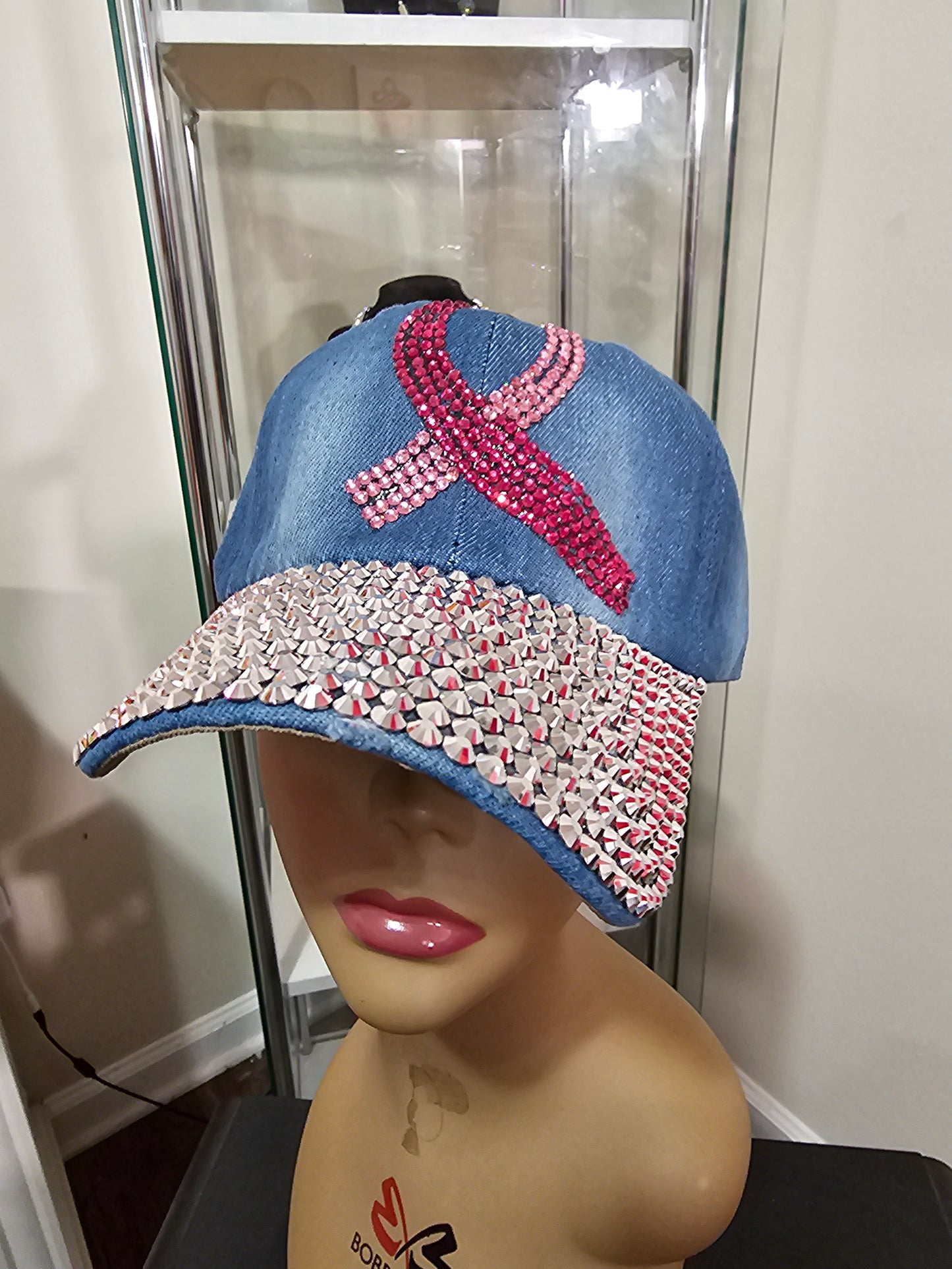 Bling Cancer Awareness Caps