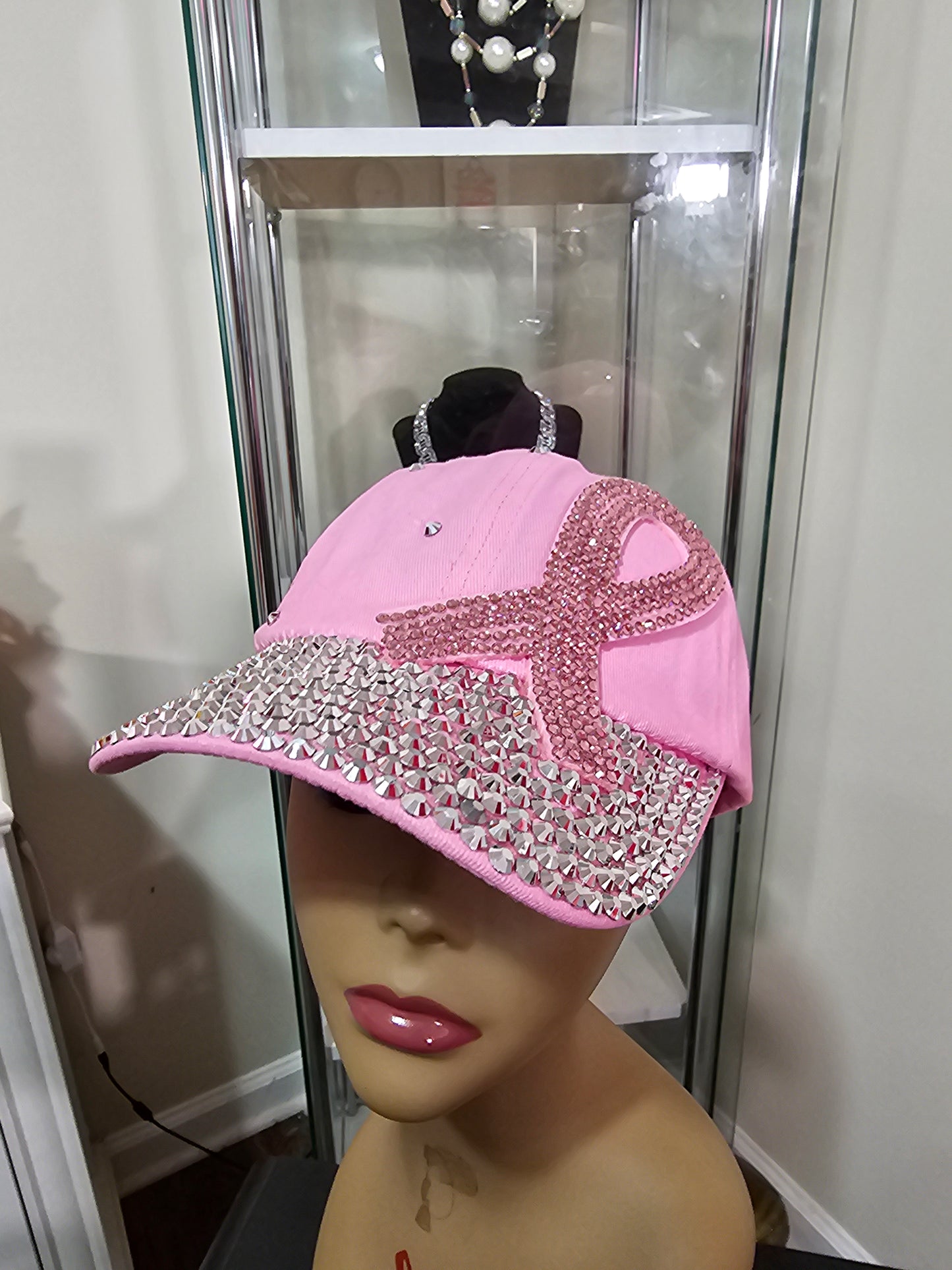 Bling Cancer Awareness Caps