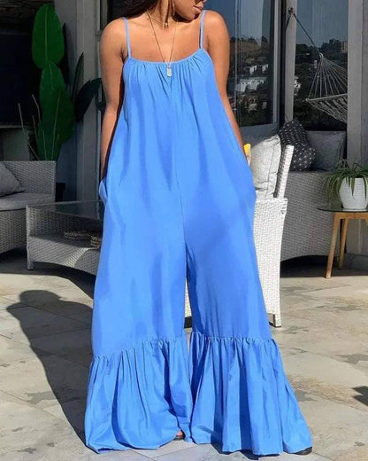 Sleeveless ruched pocket design bootcut jumpsuit: GREEN / 1-1-1-1 / S-M-L-XL