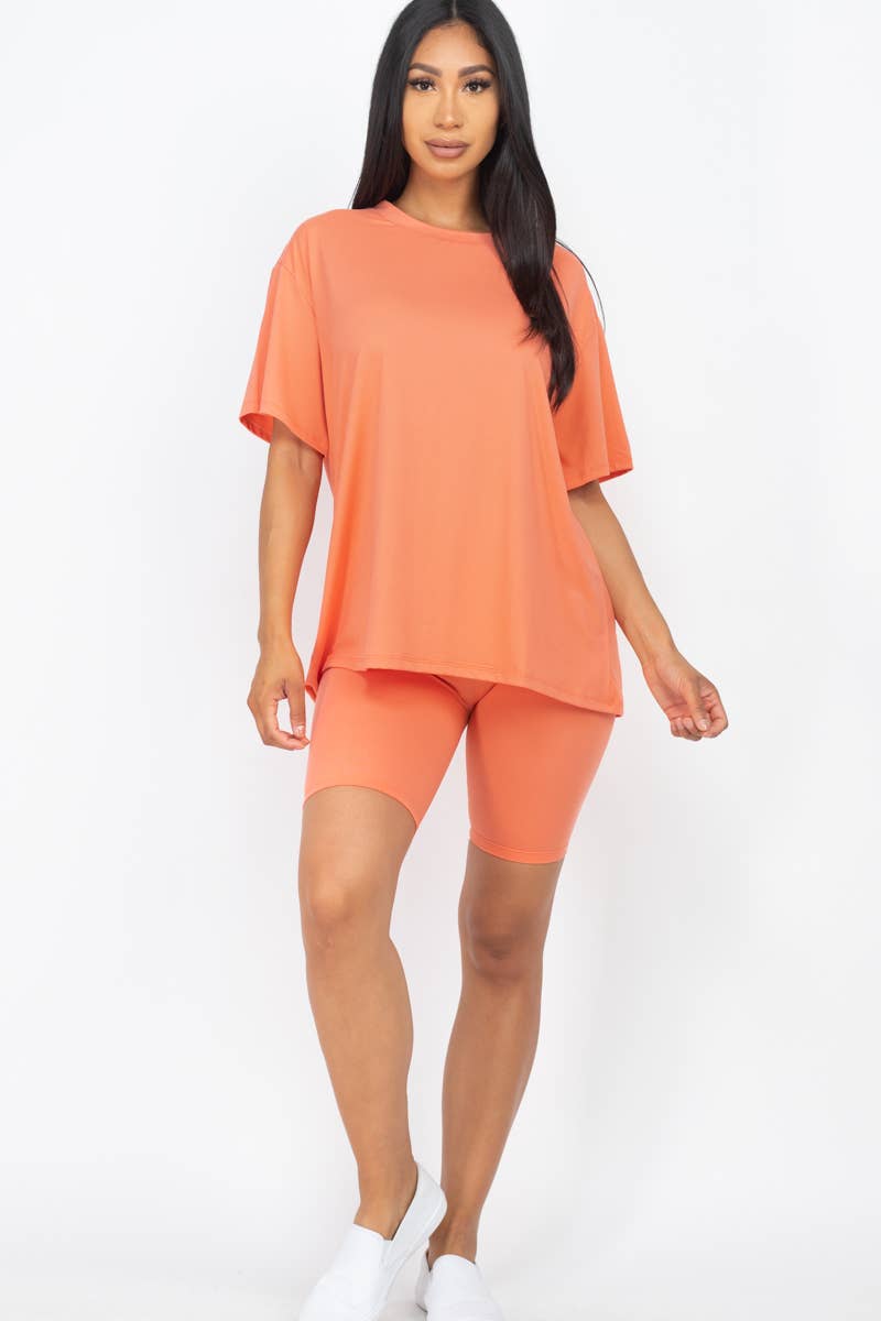 Loose Fit Top & Bike Shorts Set: Daylily Yellow / L