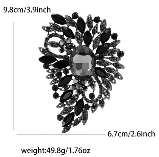 Encrusted Black Spread Brooch