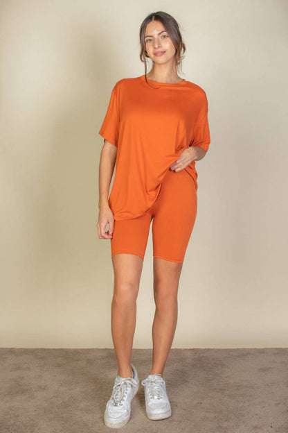 Loose Fit Top & Bike Shorts Set: Daylily Yellow / L