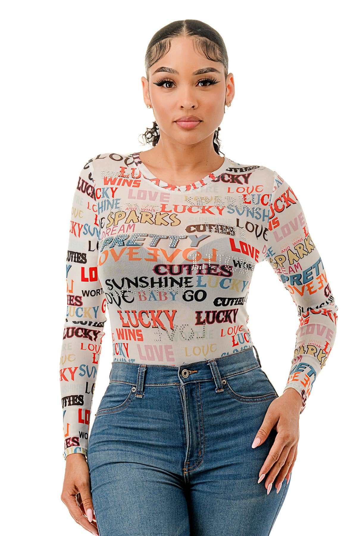(ST4437) Love Letters Bodysuit (2 colors): White / L