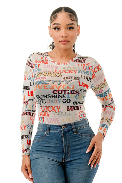 (ST4437) Love Letters Bodysuit (2 colors): Black / M