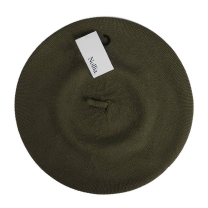 Ladies Winter Beret, 100% Cotton: Olive