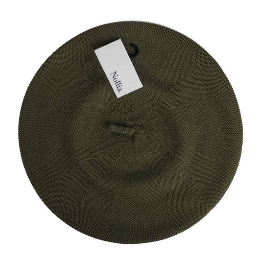 Ladies Winter Beret, 100% Cotton: Olive