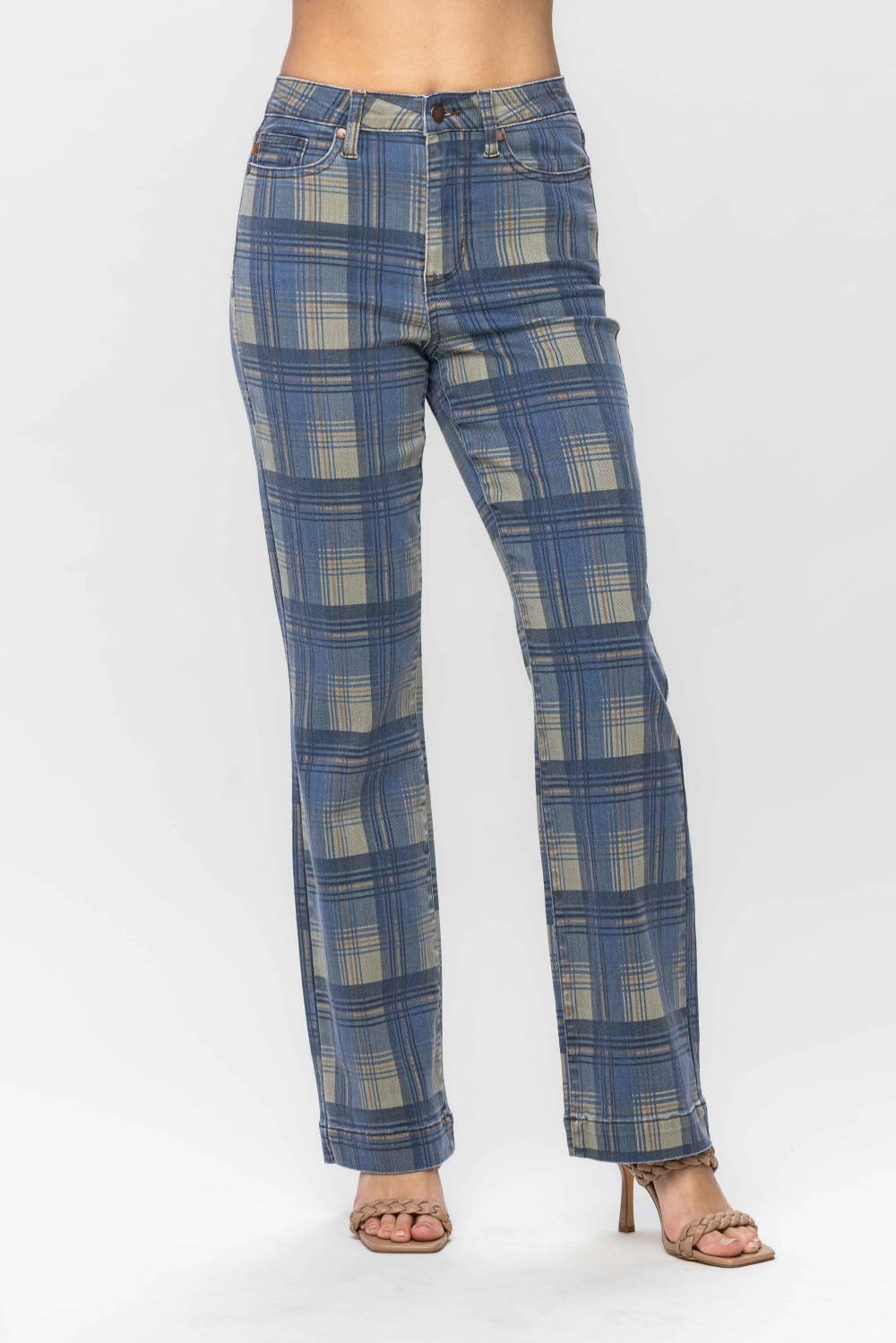 HW Vintage Look Plaid Straight: BL/PLAID / 13(31)