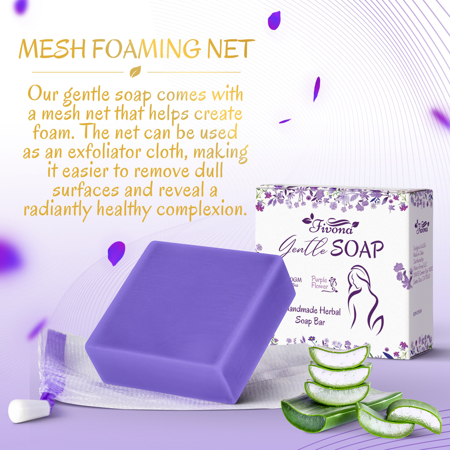 HERBAL FEMININE YONI SOAP WITH FOAM BAG PURPLE FLOWER 5.3OZ
