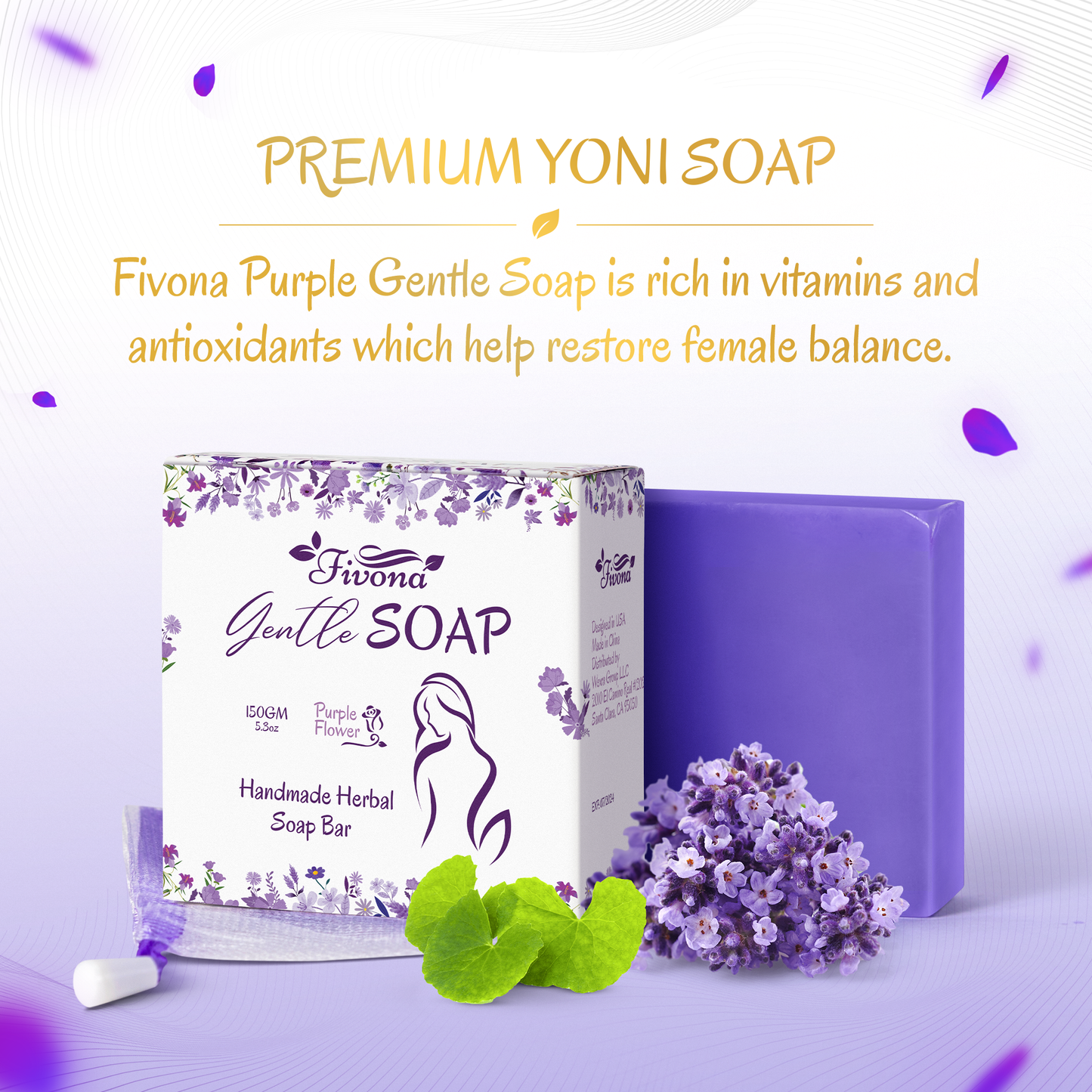 HERBAL FEMININE YONI SOAP WITH FOAM BAG PURPLE FLOWER 5.3OZ