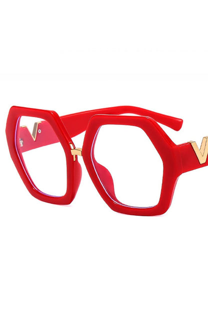 WOMEN GEOMETRIC FRAME EYEGLASSES_CWASG0135: YELLOWWHITE / (OS) 1