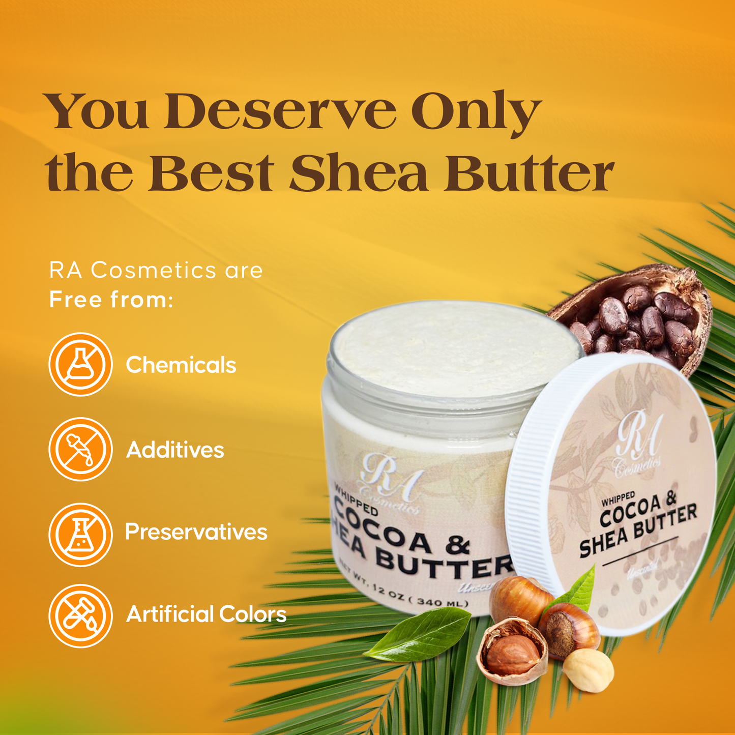 Whipped Cocoa & Shea Butter - Unscented, 12oz