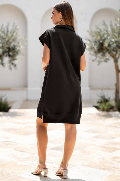 Half-Zip Jacquard Dress w/ Pockets: POWER RED / L