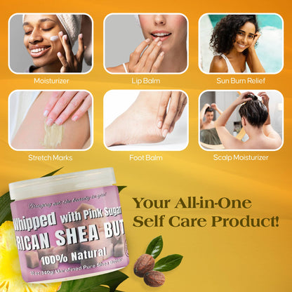 Whipped African Ivory Shea Butter, Pink Sugar - 12oz