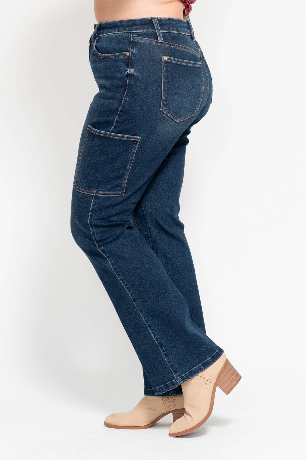 High Waisted Cargo Bootcut- PLUS: DK / 18W
