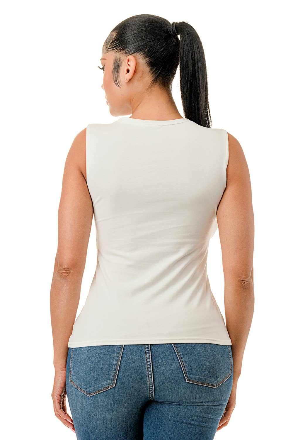 (ST3957)Crystal Beaded Knit Crop Top: White / S