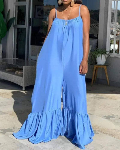 Sleeveless ruched pocket design bootcut jumpsuit: GREEN / 1-1-1-1 / S-M-L-XL