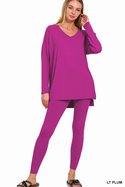 1223 Brushed Dty Microfiber Loungewear Set SI-23693 Zenana: ASHMOCHA-156632 / S