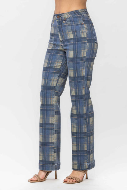 HW Vintage Look Plaid Straight: BL/PLAID / 13(31)