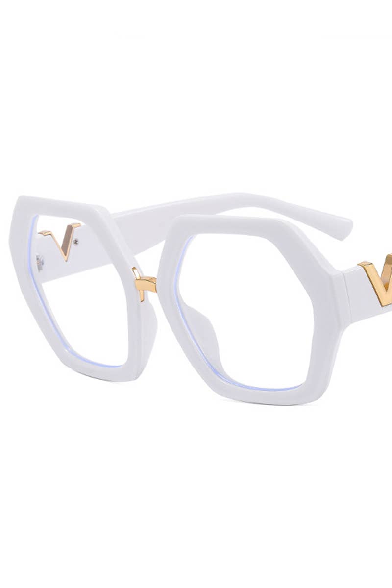 WOMEN GEOMETRIC FRAME EYEGLASSES_CWASG0135: RED / (OS) 1