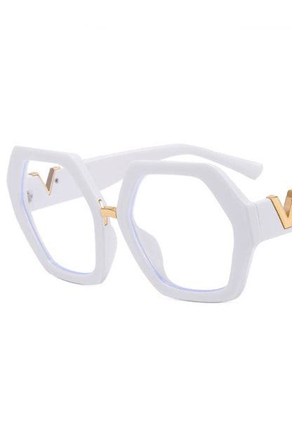 WOMEN GEOMETRIC FRAME EYEGLASSES_CWASG0135: YELLOWWHITE / (OS) 1