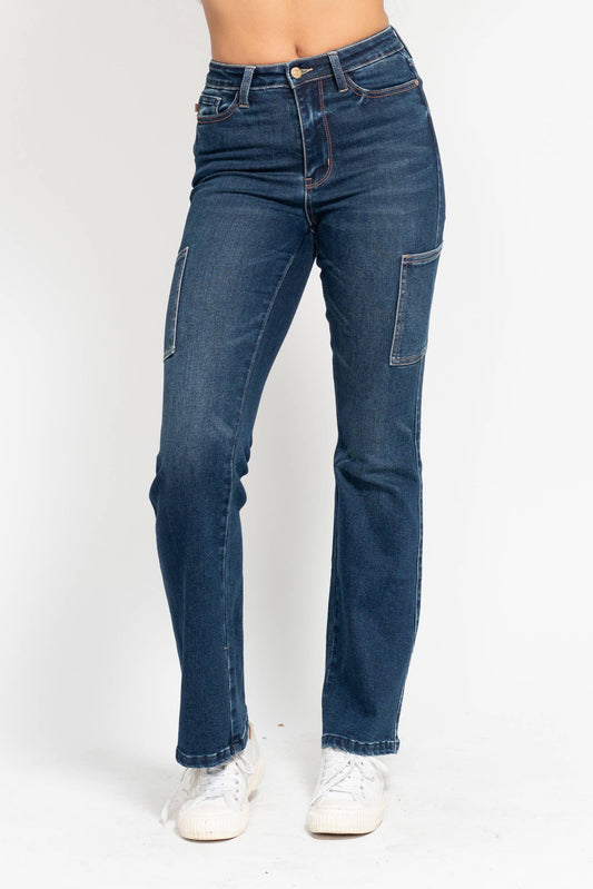 High Waisted Cargo Bootcut: DK / 15(32)