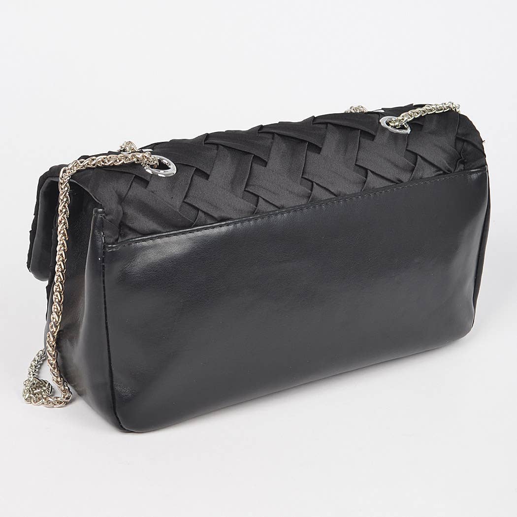 Pleated Satin Flap Shoulder Bag: Green