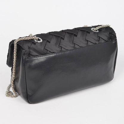 Pleated Satin Flap Shoulder Bag: Green