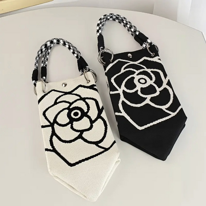 Camellia Large-Capacity Knitted Casual Tote Bag ZK3917: Black / One Size
