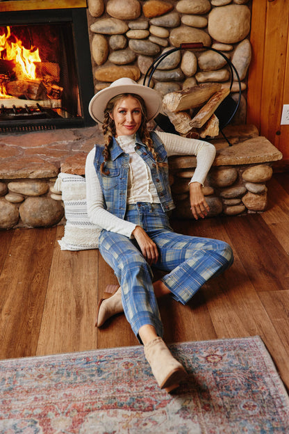 HW Vintage Look Plaid Straight: BL/PLAID / 13(31)