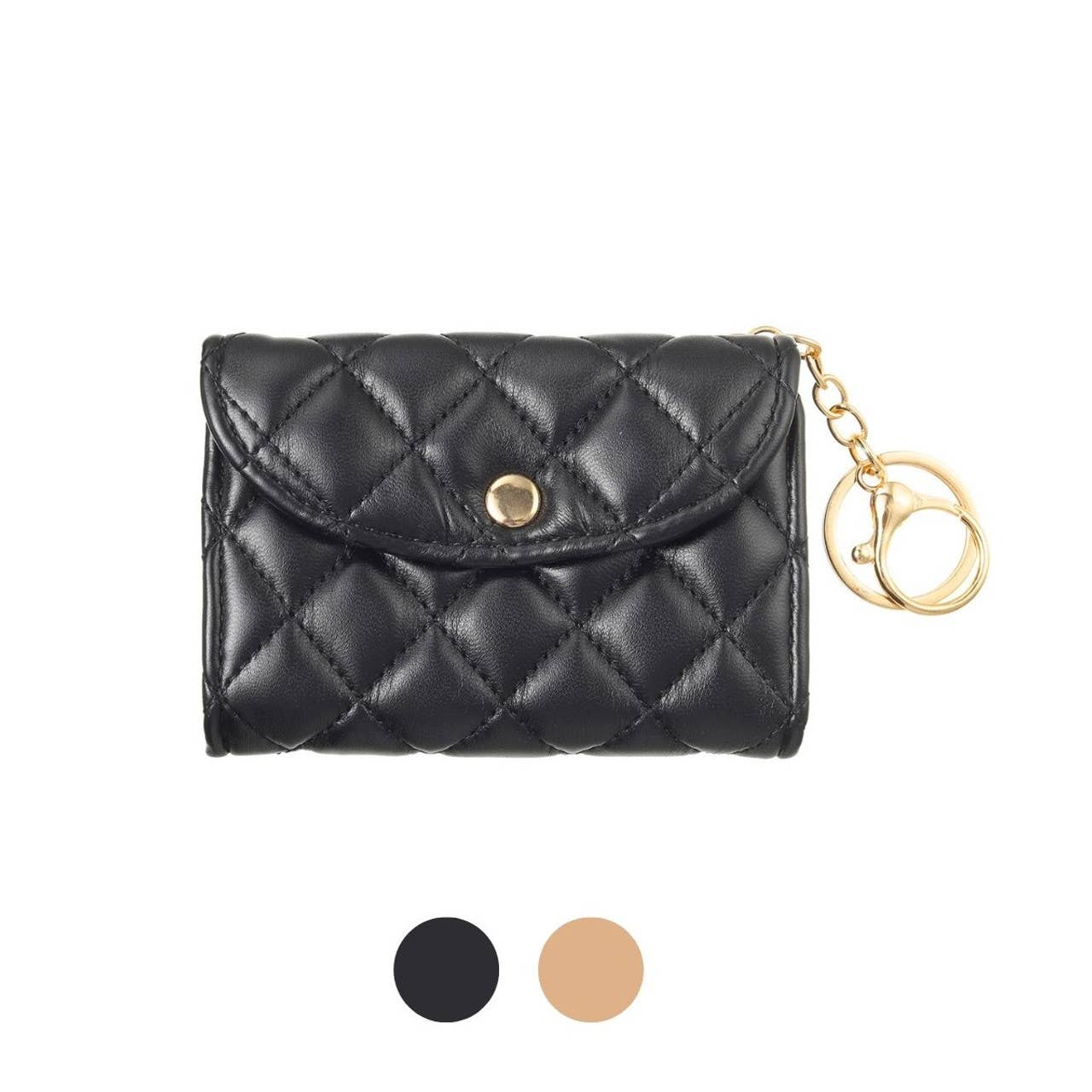 Quilted Mini Wallet Bag Charm - BGC1315: Black