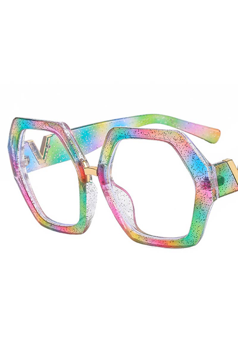 WOMEN GEOMETRIC FRAME EYEGLASSES_CWASG0135: RED / (OS) 1