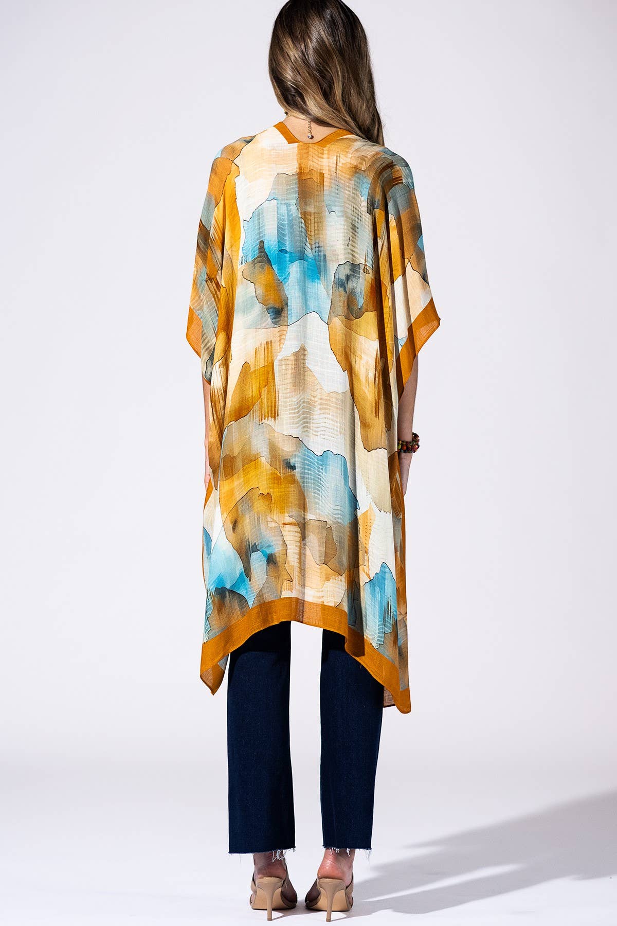 Terracotta Mirage Viscose Kimono: TERRACOTTA