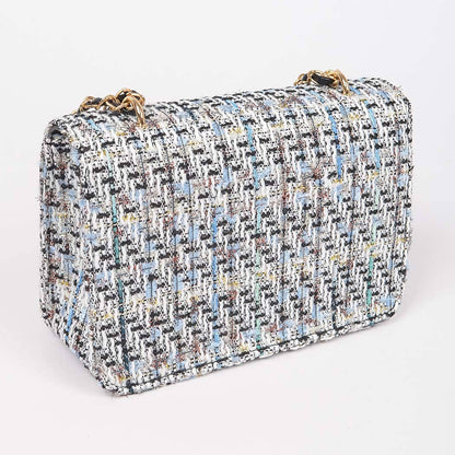 Tweed Crossbody Flap Bag: Black