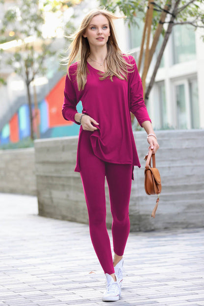 1223 Brushed Dty Microfiber Loungewear Set SI-23693 Zenana: NEONHOTPINK-158800 / XL