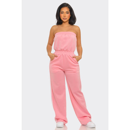 Side Stripe Jumpsuit: MOCHA / S-M-L(2-2-2)