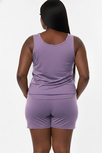 Plus Comfy Tank Top & Shorts Set: Tomato Cream / 3X