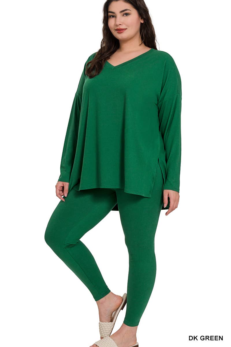 Plus Microfiber Loungewear Set - Zenana: +BROWN-170584 / 3X