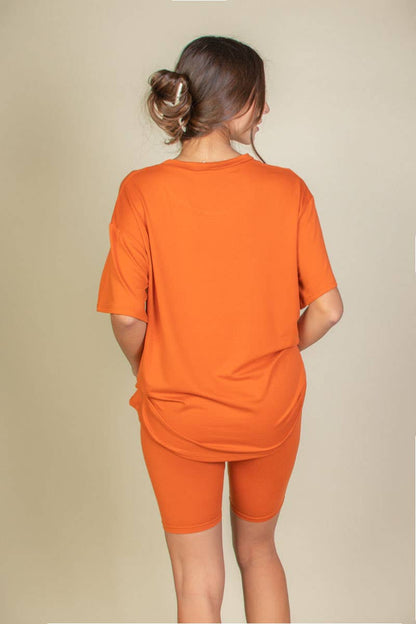 Loose Fit Top & Bike Shorts Set: Daylily Yellow / M