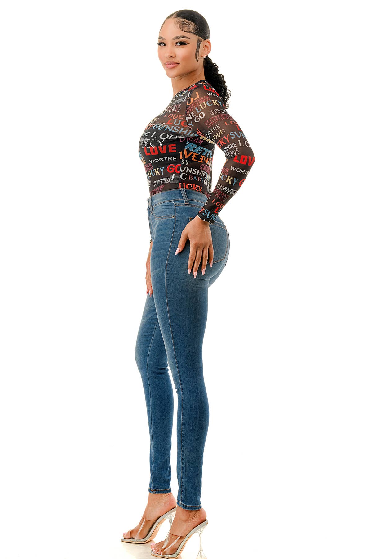 (ST4437) Love Letters Bodysuit (2 colors): Black / M