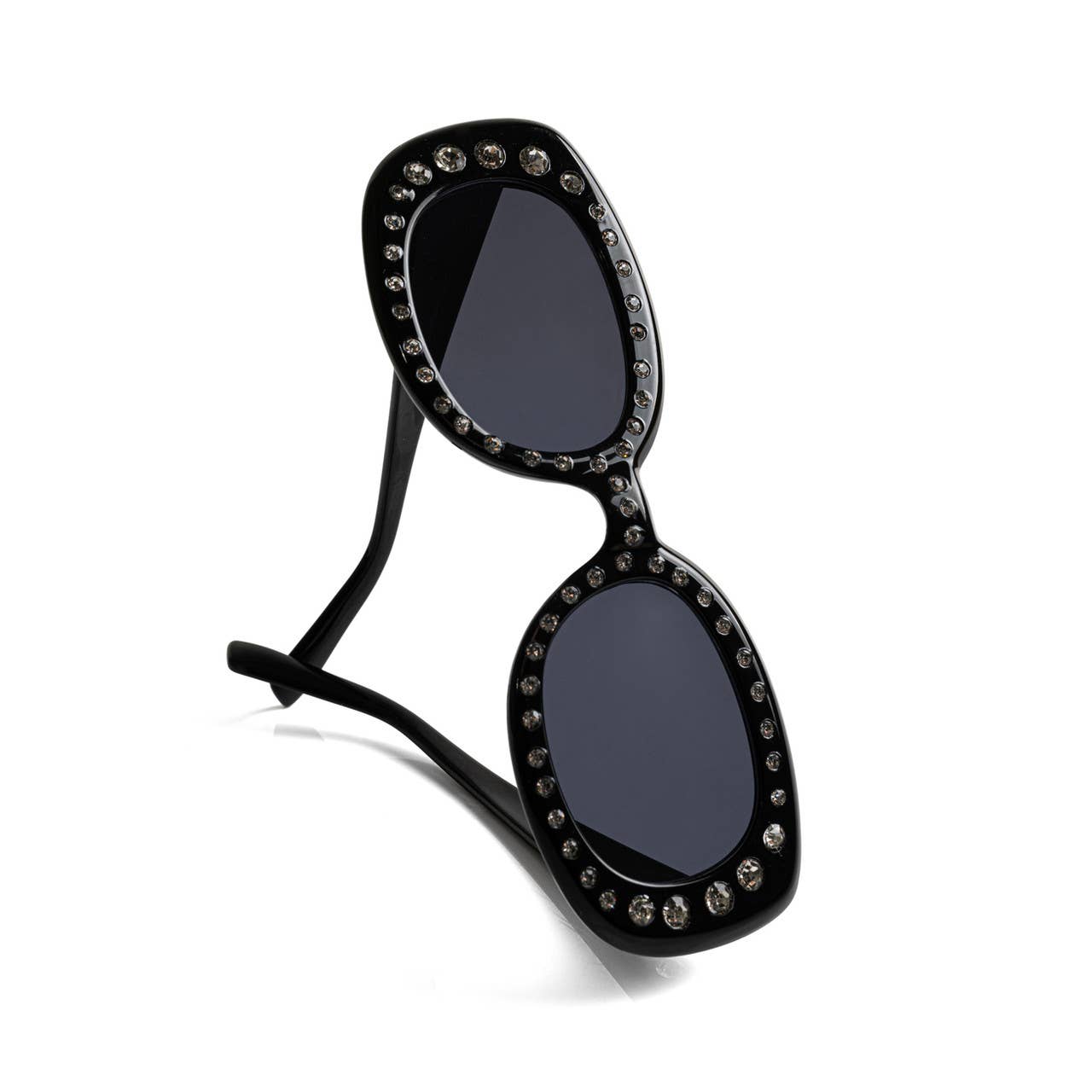 Black Oval Bling Sunglasses